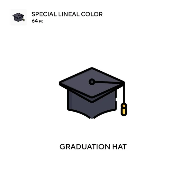 Sombrero Graduación Icono Especial Color Lineal Plantilla Diseño Símbolo Ilustración — Archivo Imágenes Vectoriales