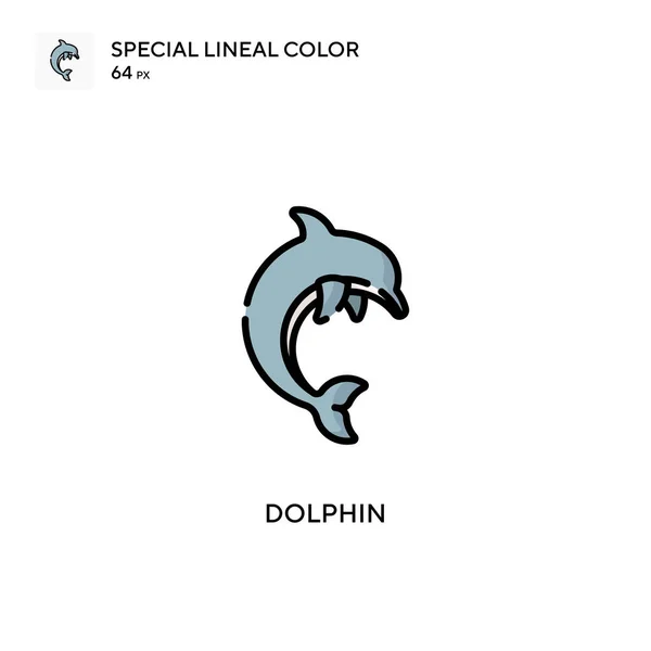 Delfín Icono Especial Color Lineal Plantilla Diseño Símbolo Ilustración Para Vector de stock