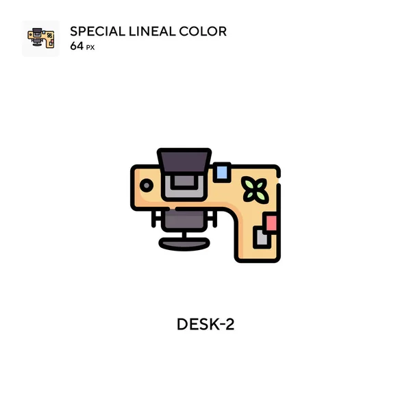 Desk Icône Spéciale Couleur Linéaire Modèle Conception Symbole Illustration Pour — Image vectorielle