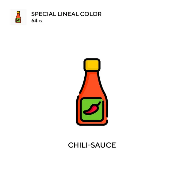 Chili Sos Specjalna Ikona Koloru Linii Wzór Symbolu Ilustracji Dla — Wektor stockowy