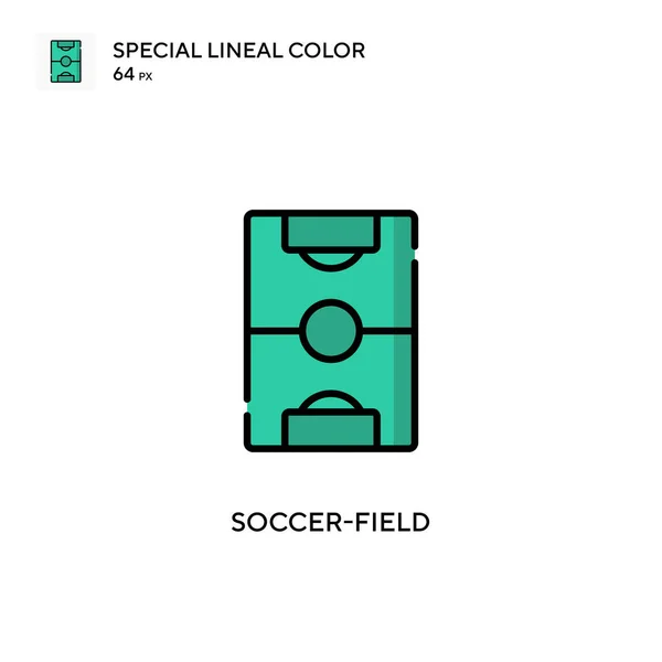 Campo Futebol Ícone Cor Linear Especial Modelo Design Símbolo Ilustração — Vetor de Stock
