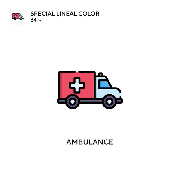 Ambulans Speciell Linjal Färg Ikon Illustration Symbol Design Mall För — Stock vektor