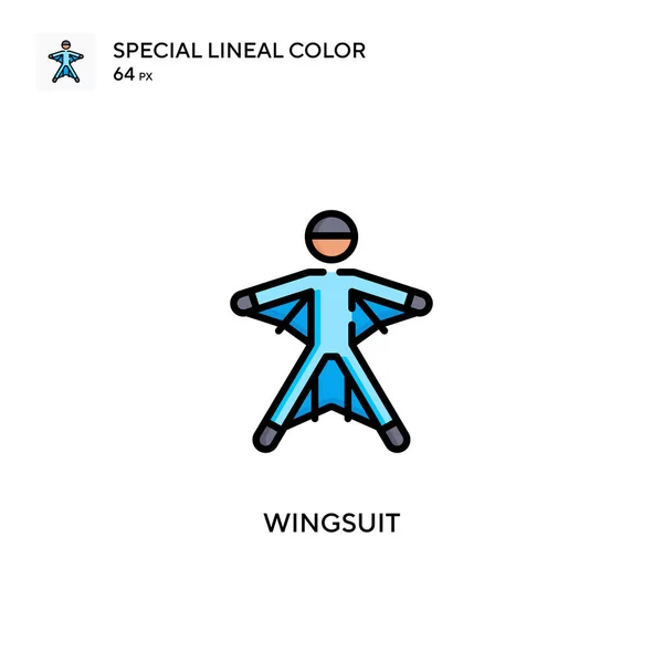 Vingdräkt Special Linjal Färg Ikon Illustration Symbol Design Mall För — Stock vektor