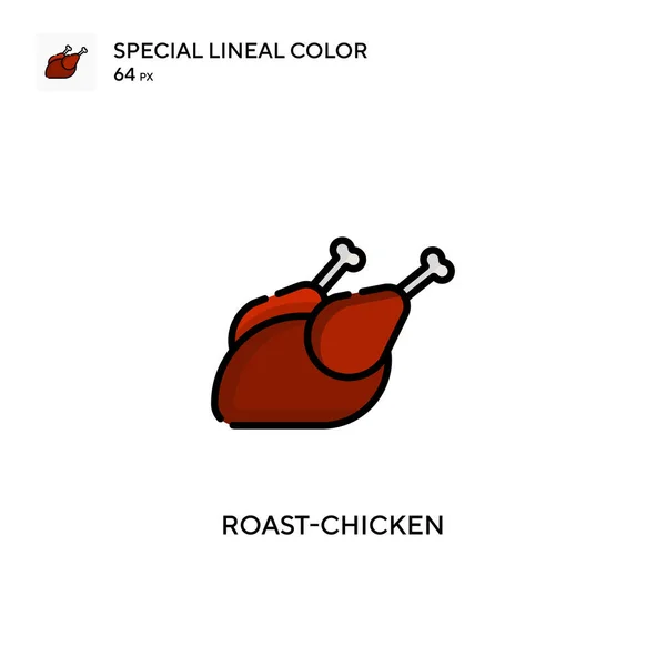 Geroosterde Kip Speciale Lijnkleur Icoon Illustratie Symbool Ontwerp Sjabloon Voor — Stockvector