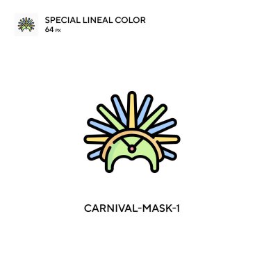 Karnaval maskesi-1 Özel çizgi renk ikonu. Web mobil UI ögesi için resimleme sembolü tasarım şablonu. Düzenlenebilir vuruş üzerine mükemmel renk modern pictogram.