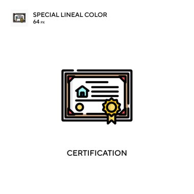Sertifika Özel Renk Simgesi. Web mobil UI ögesi için resimleme sembolü tasarım şablonu. Düzenlenebilir vuruş üzerine mükemmel renk modern pictogram.