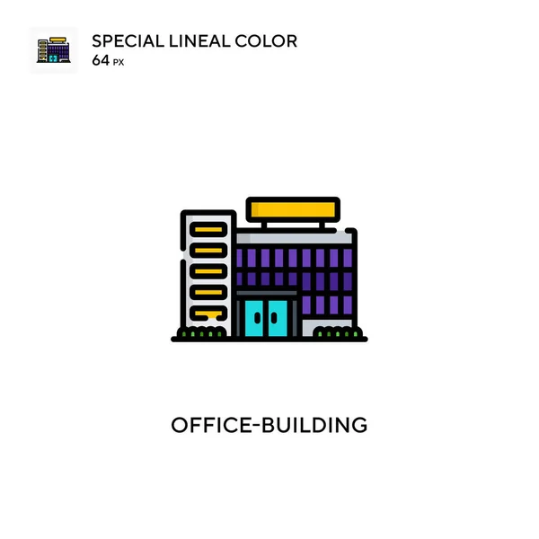 Edificio Oficinas Icono Especial Color Lineal Plantilla Diseño Símbolo Ilustración — Vector de stock