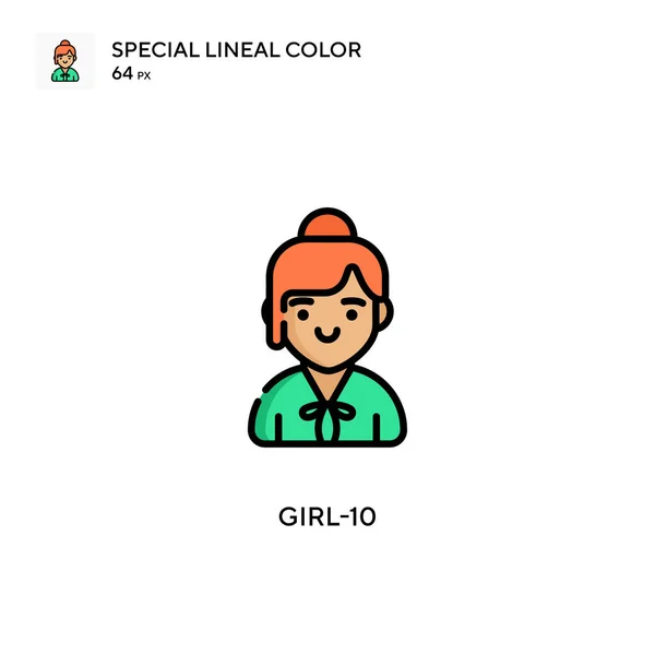 Ikon Warna Lineal Khusus Girl Templat Desain Simbol Ilustrasi Untuk - Stok Vektor