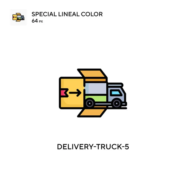 交付卡车 5特殊线型彩色图标 Web移动Ui元素的说明性符号设计模板 关于可编辑笔画的完美色彩现代象形文字 — 图库矢量图片