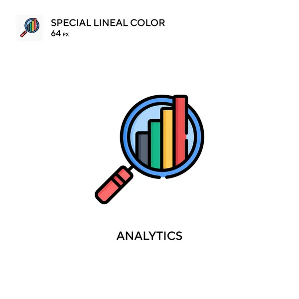 Analytics Icono Color Lineal Especial Plantilla Diseño Símbolo Ilustración Para — Vector de stock