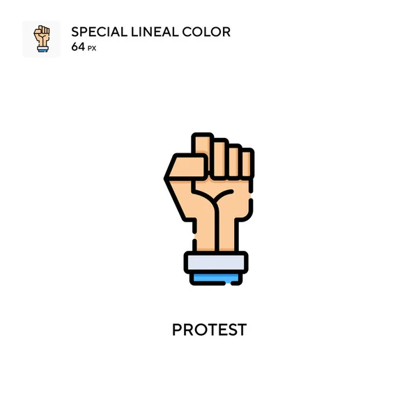 Memprotes Ikon Warna Lineal Khusus Templat Desain Simbol Ilustrasi Untuk - Stok Vektor