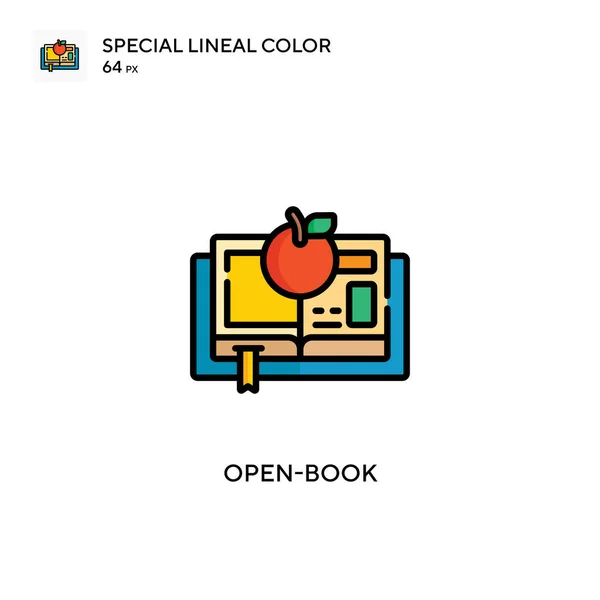 Open Book Ícone Cor Linear Especial Modelo Design Símbolo Ilustração — Vetor de Stock