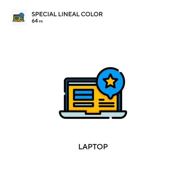 Laptop Különleges Lineáris Szín Ikon Illusztráció Szimbólum Design Sablon Web — Stock Vector