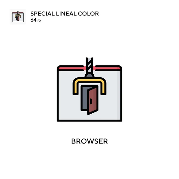 浏览器特殊的直线颜色图标 Web移动Ui元素的说明性符号设计模板 关于可编辑笔画的完美色彩现代象形文字 — 图库矢量图片