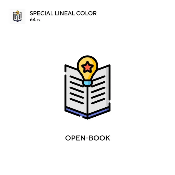 Libro Abierto Icono Especial Color Lineal Plantilla Diseño Símbolo Ilustración — Vector de stock