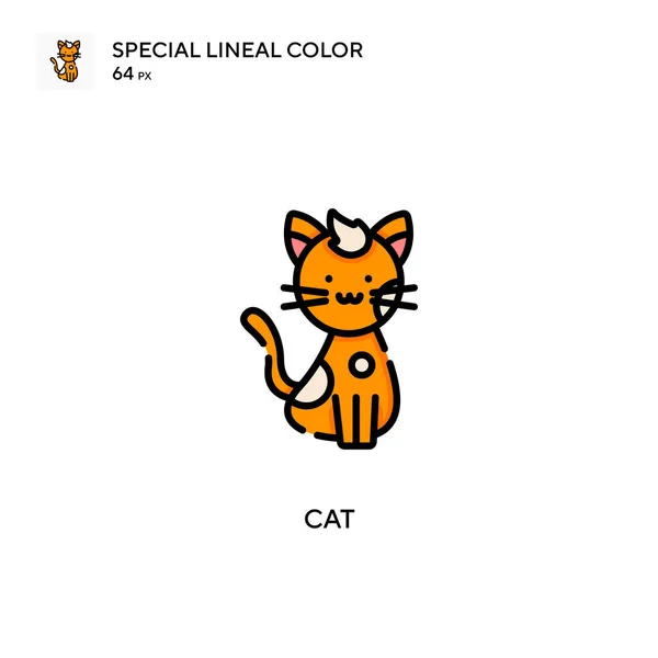 Cat Icono Especial Color Lineal Plantilla Diseño Símbolo Ilustración Para — Vector de stock