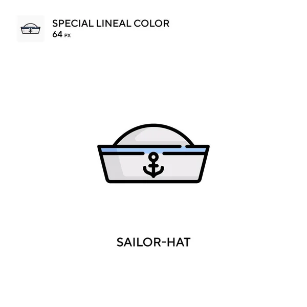 Sailor Hat Icono Especial Color Lineal Plantilla Diseño Símbolo Ilustración — Vector de stock