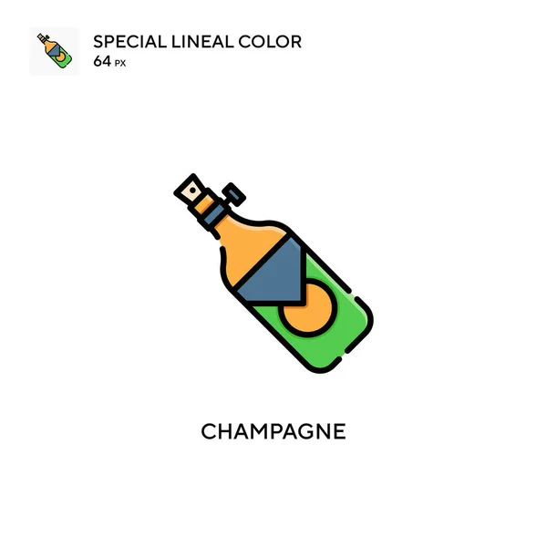 香槟特殊系列色彩图标 Web移动Ui元素的说明性符号设计模板 关于可编辑笔画的完美色彩现代象形文字 — 图库矢量图片