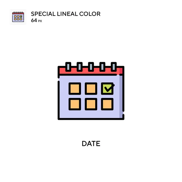 日期特殊的直线颜色图标 Web移动Ui元素的说明性符号设计模板 关于可编辑笔画的完美色彩现代象形文字 — 图库矢量图片