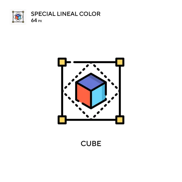 Cubo Icono Especial Color Lineal Plantilla Diseño Símbolo Ilustración Para — Archivo Imágenes Vectoriales