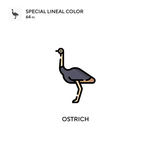 Ostrich Special Lineal Color Icon 디자인 모바일 요소를 템플릿 스트로크에 — 스톡 벡터