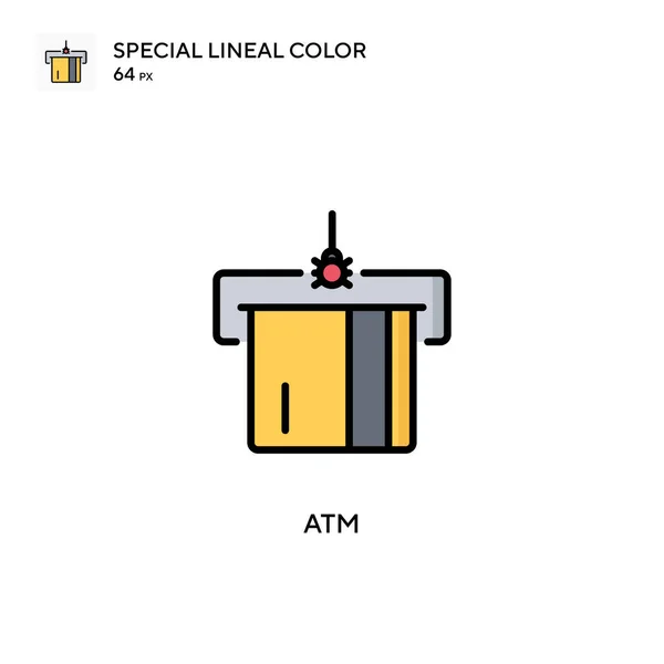 Atm Ícone Cor Linear Especial Modelo Design Símbolo Ilustração Para — Vetor de Stock