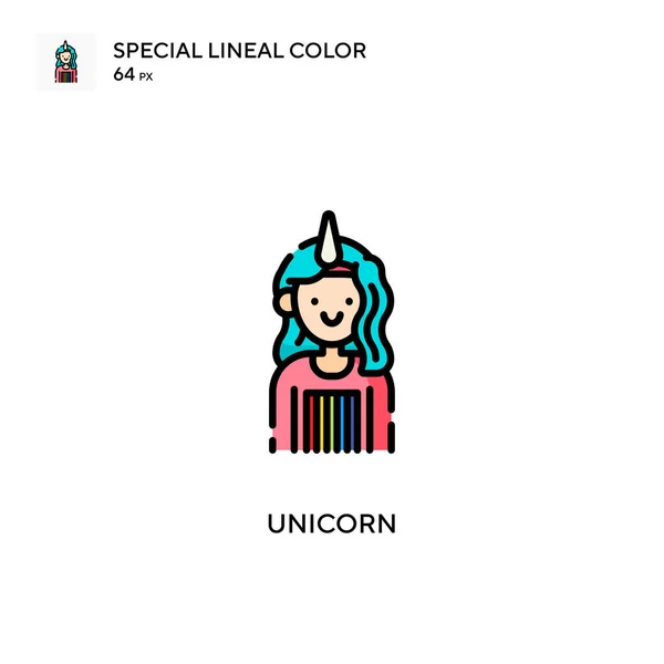 Unicorn Specjalna Ikona Koloru Liniowego Wzór Symbolu Ilustracji Dla Mobilnego — Wektor stockowy