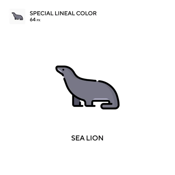 Sea Lion Special Lineal Color Icon Illustration Symbol Design Template — Stock Vector