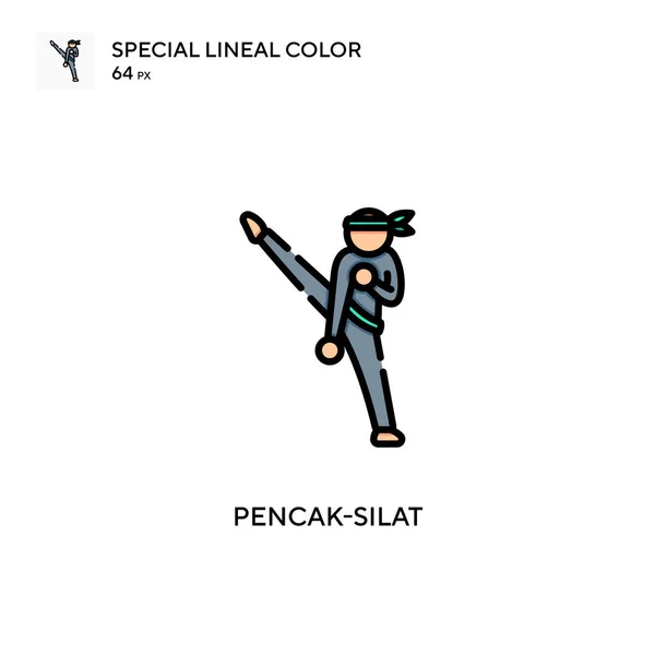 Pencak Silat Icône Spéciale Couleur Linéaire Modèle Conception Symbole Illustration — Image vectorielle