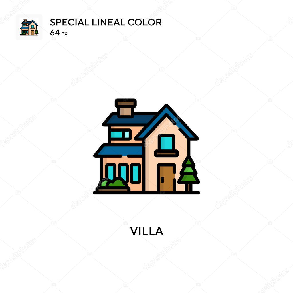 Villa Special lineal color icon. Illustration symbol design template for web mobile UI element. Perfect color modern pictogram on editable stroke.