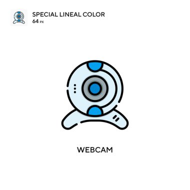 Webcam Özel Çizgisel Renk Simgesi. Web mobil UI ögesi için resimleme sembolü tasarım şablonu. Düzenlenebilir vuruş üzerine mükemmel renk modern pictogram.