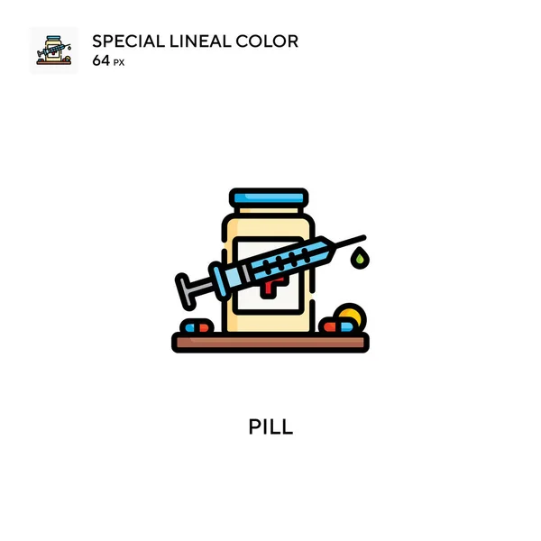 Píldora Icono Color Lineal Especial Plantilla Diseño Símbolo Ilustración Para — Archivo Imágenes Vectoriales