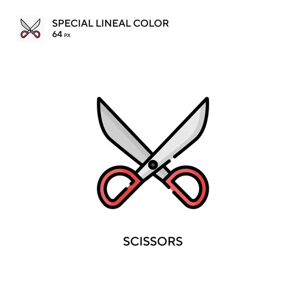 Ciseaux Icône Spéciale Couleur Linéaire Modèle Conception Symbole Illustration Pour — Image vectorielle