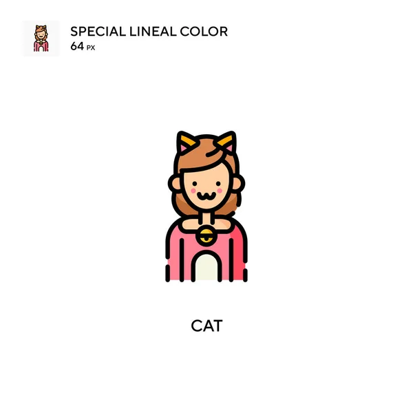 Katt Special Linjal Färg Ikon Illustration Symbol Design Mall För — Stock vektor