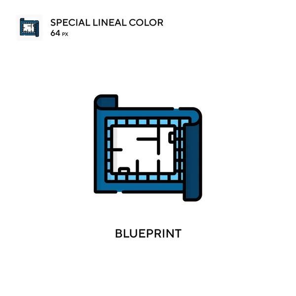 ブループリント特殊線色アイコン WebモバイルUi要素用のイラスト記号デザインテンプレート 編集可能なストローク上の完璧な色現代ピクトグラム — ストックベクタ