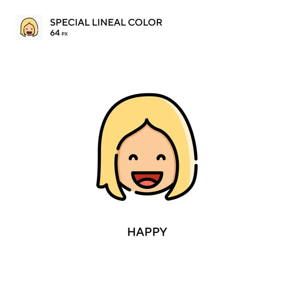 Happy Special Lineal Color Icon Šablona Návrhu Symbolu Ilustrace Pro — Stockový vektor