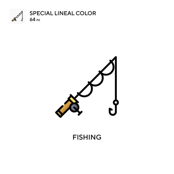 钓鱼特殊线型彩色图标 Web移动Ui元素的说明性符号设计模板 关于可编辑笔画的完美色彩现代象形文字 — 图库矢量图片