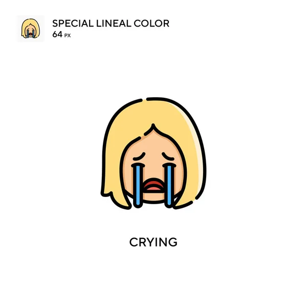 Crying Icono Especial Color Lineal Plantilla Diseño Símbolo Ilustración Para — Vector de stock