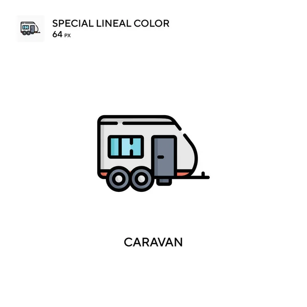 Caravana Icono Especial Color Lineal Plantilla Diseño Símbolo Ilustración Para — Archivo Imágenes Vectoriales