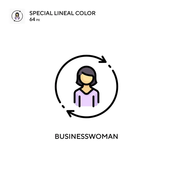 Mujer Negocios Icono Especial Color Lineal Plantilla Diseño Símbolo Ilustración — Vector de stock