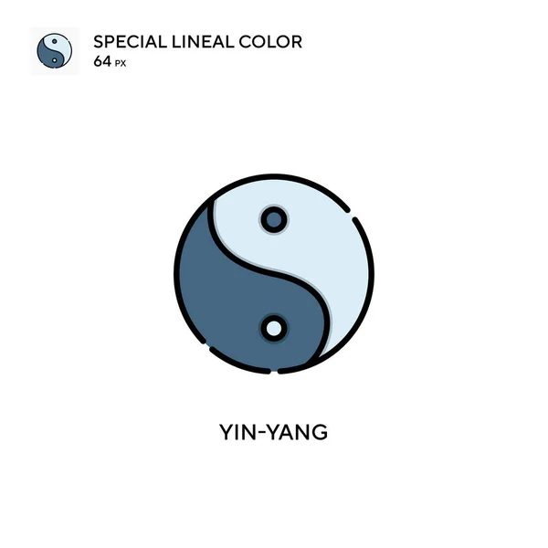 Yin Yang Ícone Cor Linear Especial Modelo Design Símbolo Ilustração — Vetor de Stock