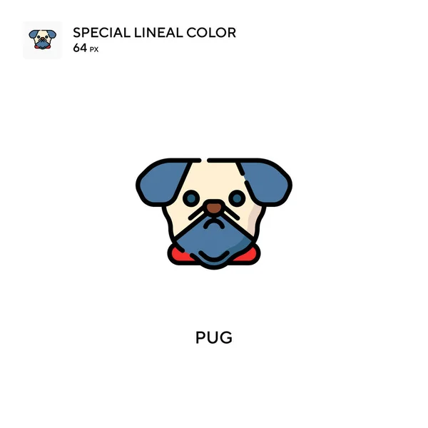 Pug Special Lineal Color Icon 디자인 모바일 요소를 템플릿 스트로크에 — 스톡 벡터