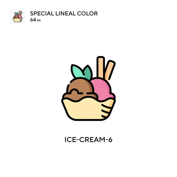 冰淇淋 6特殊的线形色彩图标 Web移动Ui元素的说明性符号设计模板 关于可编辑笔画的完美色彩现代象形文字 — 图库矢量图片
