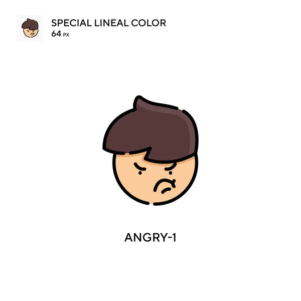 Angry Icono Especial Color Lineal Plantilla Diseño Símbolo Ilustración Para — Archivo Imágenes Vectoriales