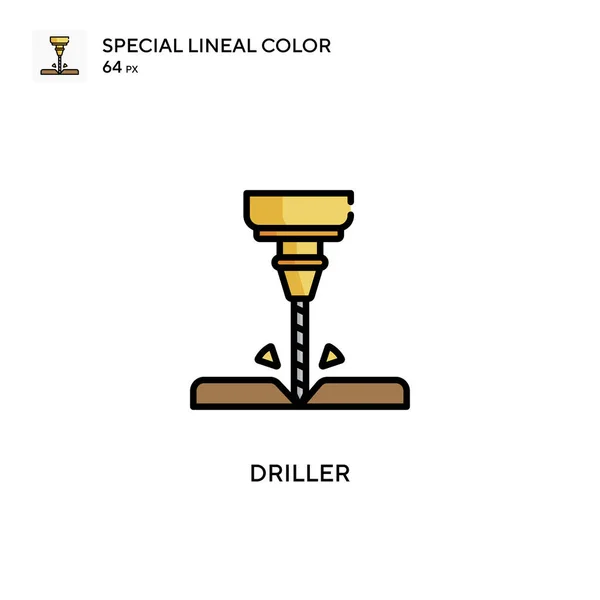Driller Special Lineal Color Icon Illustration Symbol Design Template Web — Stock Vector