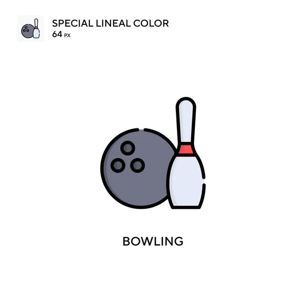 Bowling Special Linjal Färg Ikon Illustration Symbol Design Mall För — Stock vektor