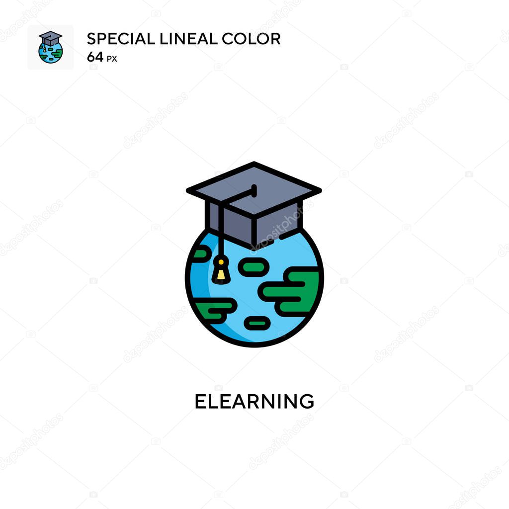 Elearning Special lineal color icon. Illustration symbol design template for web mobile UI element. Perfect color modern pictogram on editable stroke.