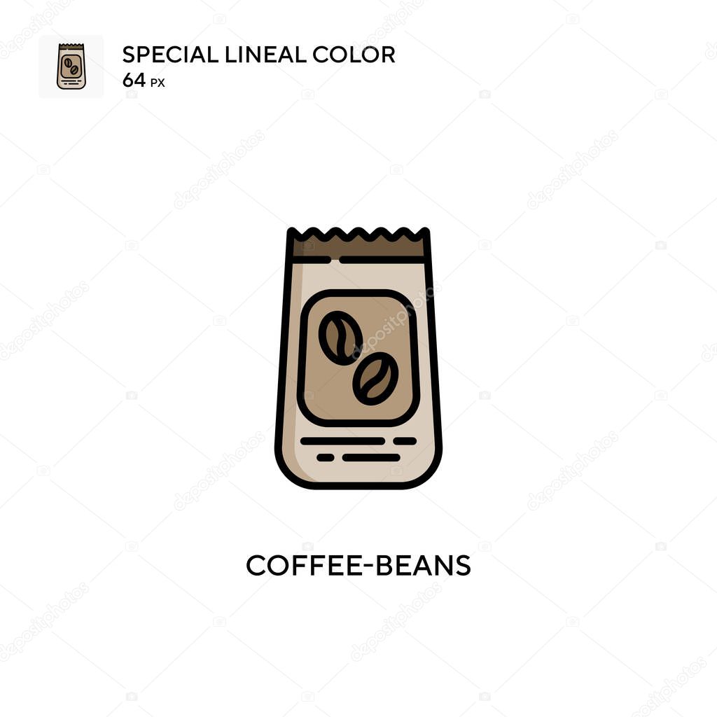 Coffee-beans Special lineal color icon. Illustration symbol design template for web mobile UI element. Perfect color modern pictogram on editable stroke.