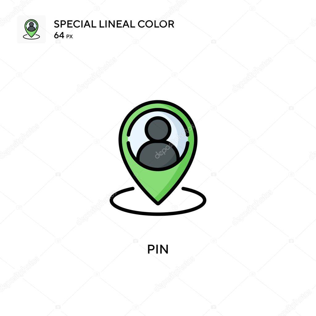 Pin Special lineal color icon. Illustration symbol design template for web mobile UI element. Perfect color modern pictogram on editable stroke.