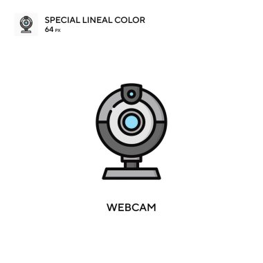 Webcam Özel Çizgisel Renk Simgesi. Web mobil UI ögesi için resimleme sembolü tasarım şablonu. Düzenlenebilir vuruş üzerine mükemmel renk modern pictogram.